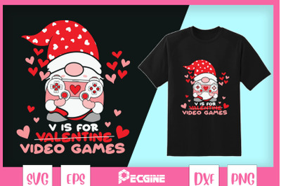 V Is For Video Games Gnome Valentines