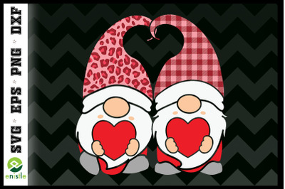 Gnome Couple Valentine Leopard Plaid