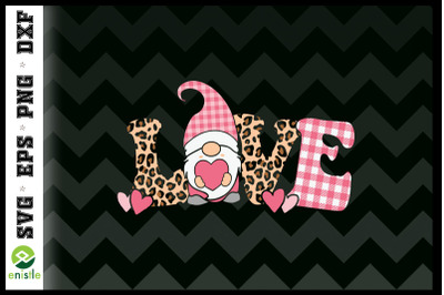 LOVE Gnome Leopard Plaid Valentine