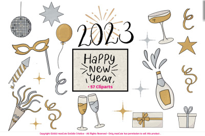 New Year 2023 Clip Art, happy new year