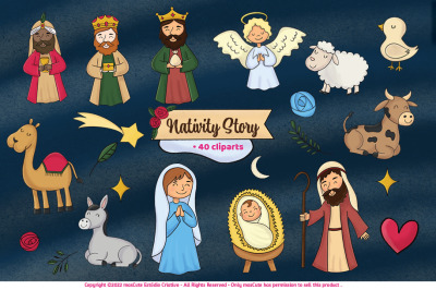 Christmas Nativity Story Clipart Illustrations