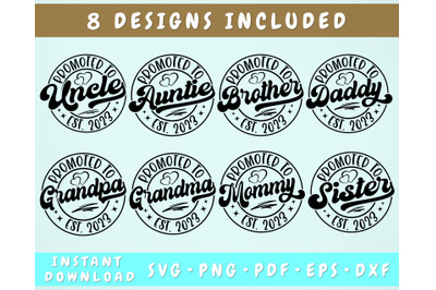 Baby Announcement 2023 SVG Bundle&2C; 8 Designs&2C; Promoted To Mommy 2023