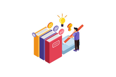 Isometric Education School Concept Illustration