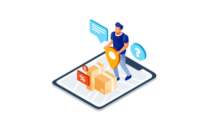 Isometric Online Delivery Tracking Application Illustration