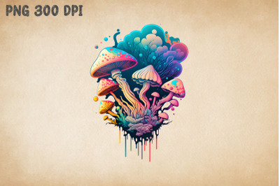 Hippie Colorful Psychedelic Mushroom Art