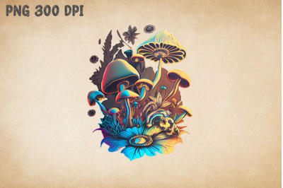 Hippie Colorful Mushroom Art 3