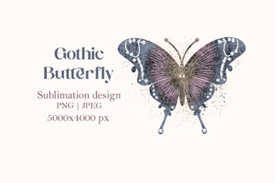 Gothic butterfly sublimation design png