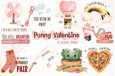 Cute Punny Valentine Design Bundle