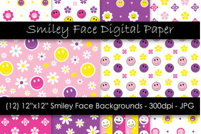 Pink and Purple Smiley Digital Papers