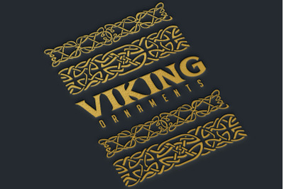 Classic viking line art ornament set svg