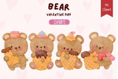 Cute teddy bear watercolor. Valentine sublimation kawaii