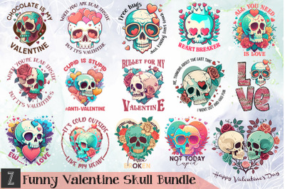 Funny Valentine Skull Design Bundle