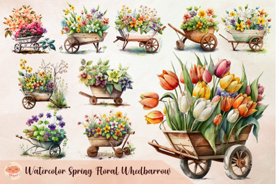 Watercolor Spring Wheelbarrow Bundle