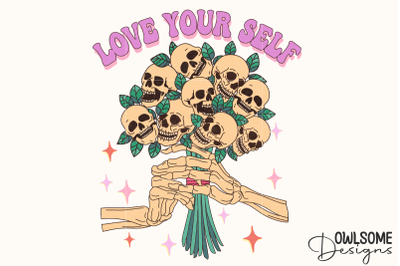 Love Your Self Skull Flower PNG Valentine