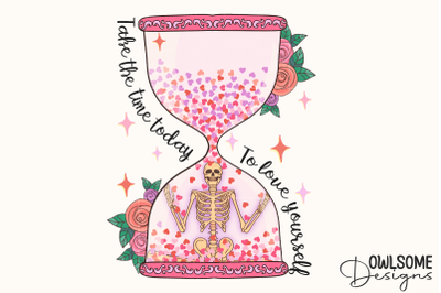 Love Yourself Skeleton Hourglass PNG Valentine