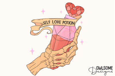 Self Love Potion Skeleton Hand PNG Valentine
