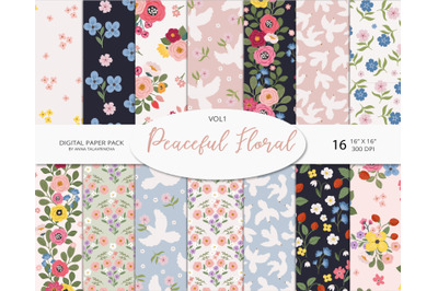 Peaceful Floral seamless patterns VOL1