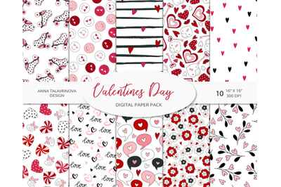 Valentines Day Monochrome seamless pattern pack