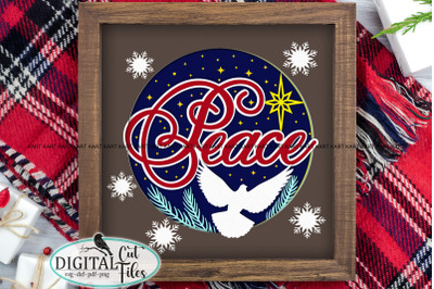 3D Christmas Dove Peace shadow box svg digital cut file