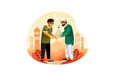 Muslims give alms or zakat in the month of Ramadan