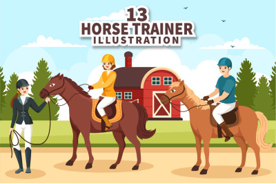 13 Equestrian Sport Horse Trainer Illustration