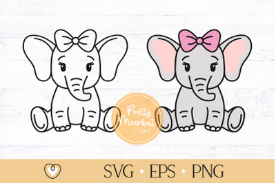 Baby Elephant svg, Cute Elephant Girl svg, Cut file, Png