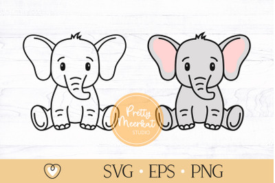 Baby Elephant svg, Cute Elephant svg, Cut file, Png