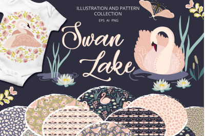 Swan Lake illustration and pattern collection