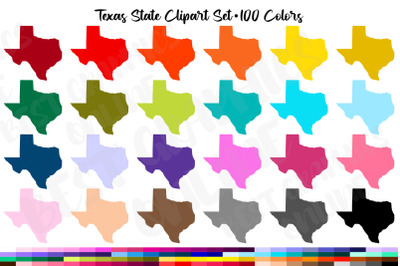 Texas State Clipart Set, USA Texas Clip Art Illustration