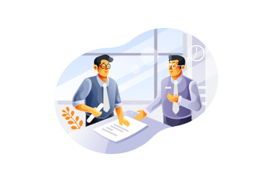 Business meeting with two businessmen illustration