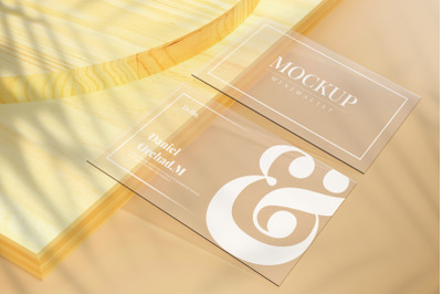 3D Rendering,Transparent Business Card Mockup PSD with front and rear