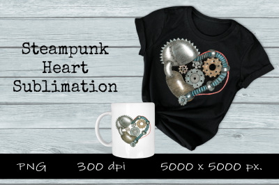 Steampunk Heart Sublimation PNG Design