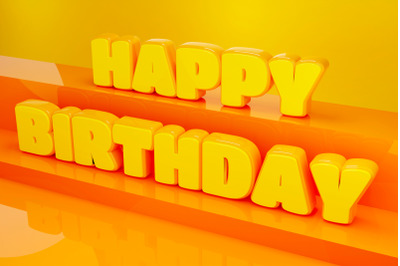 3D Rendering, Happy Birthday 3D Text for greeting cards and poster, co