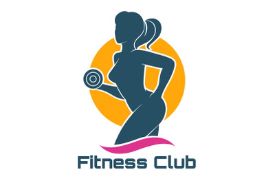 Fitness Club Logo Design with Posing Woman