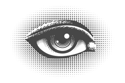 Human Eye on Halftone Background Retro Illustration