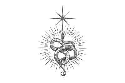 Snake of Wisdom Esoteric Tattoo Isolated on White