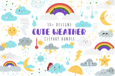 Cute Weather Clipart Bundle
