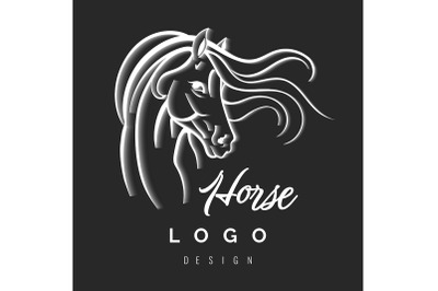 Horse Head Logo Design on Black Background