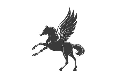 Monochrome Pegasus Emblem on White Background