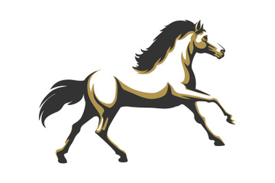 Running Horse Illustration Isolated on White Background