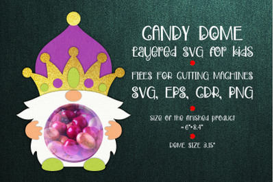 Mardi Gras Candy Dome | Gnome Paper Craft Template