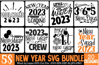 Happy New Year SVG Bundle, New Year 2023 SVG Bundle