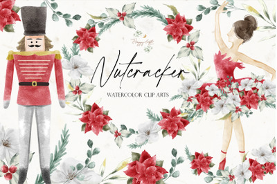 Nutcracker cliparts, ballerina watercolor clipart
