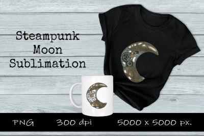 Steampunk Moon Sublimation PNG Design