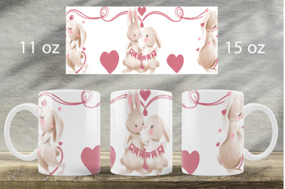 Love mug wrap Valentines day sublimation png Cute bunny