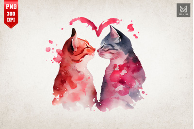 Lovely Couple Cat Kissing Valentine