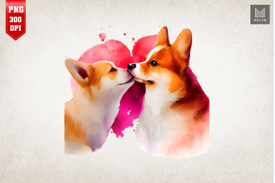 Lovely Couple Corgi Kissing Valentine