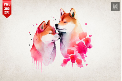 Lovely Couple Shiba Inu Valentine&#039;s Day