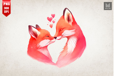 Lovely Couple Fox Kissing Valentine