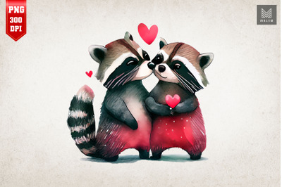 Lovely Couple Racoon Kissing Valentine